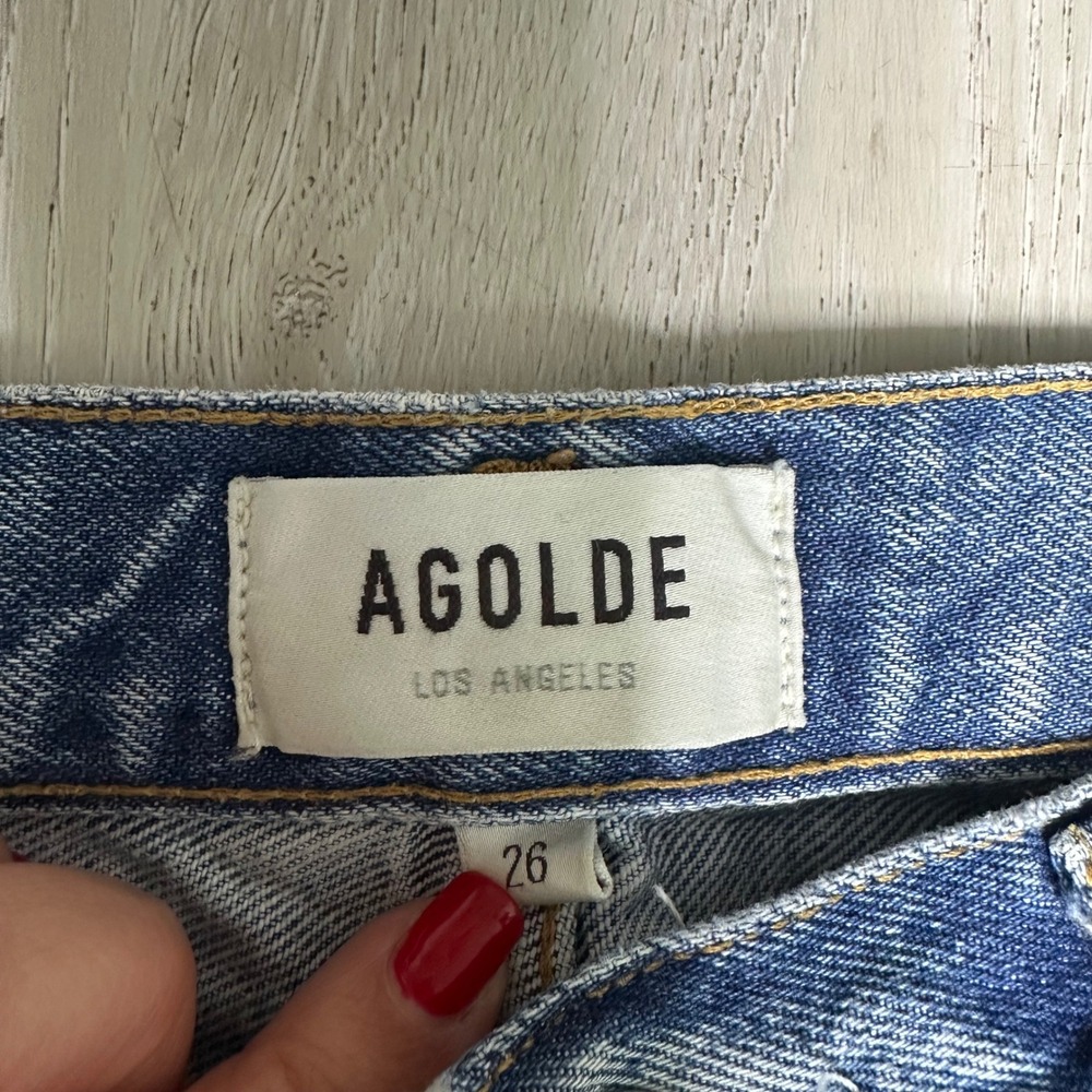 Agolde Riley high rise straight leg crop Jean denim classic distressed size 26 - Picture 5 of 13